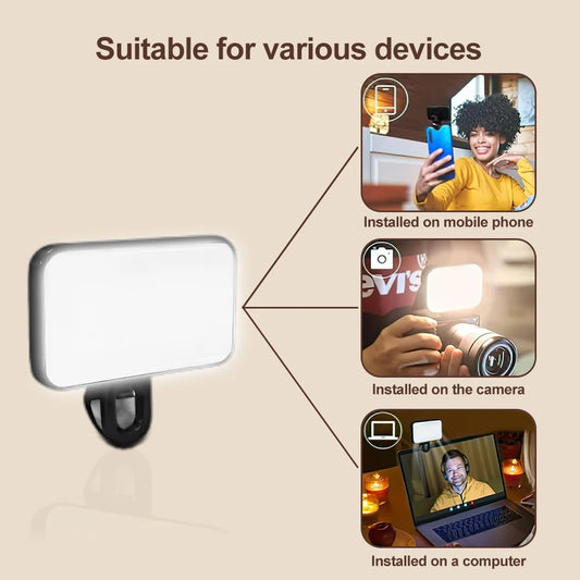Mini Rechargeable Selfie Light – Adjustable LED Clip-On for Phone & Laptop
