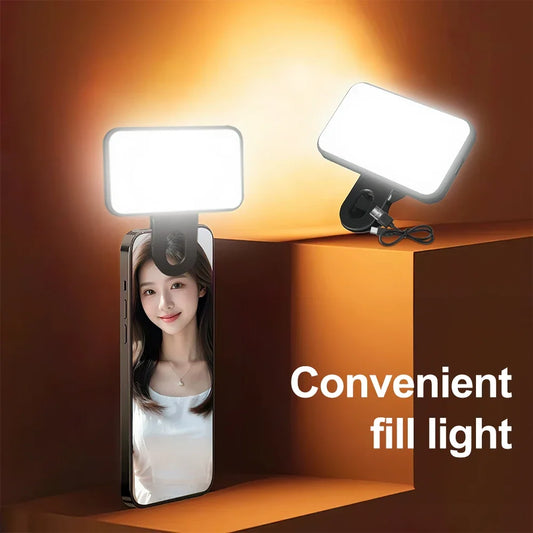 Mini Rechargeable Selfie Light – Adjustable LED Clip-On for Phone & Laptop